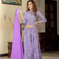 Purple handblock printed cotton lehenga