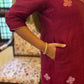 Nitya Maroon Jamdani Pan Patta Dupatta Suit Set | KanthaIndia