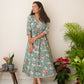Cotton Hand Block Printed Bagh Dress - Green