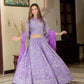 Purple handblock printed cotton lehenga