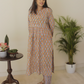 Cotton Handblock Printed Beige Kurta Set