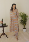Cotton Handblock Printed Beige Kurta Set