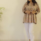 Brick Cotton Hand Block Printed Top -Beige