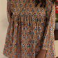 Brick Cotton Hand Block Printed Top -Beige