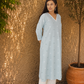 Sky Blue Handloom Cotton Kurta Pant Set | Woven Co-ord | Kantha India