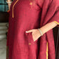 Shanti Red Jamdani Linen Dupatta Suit Set | KanthaIndia