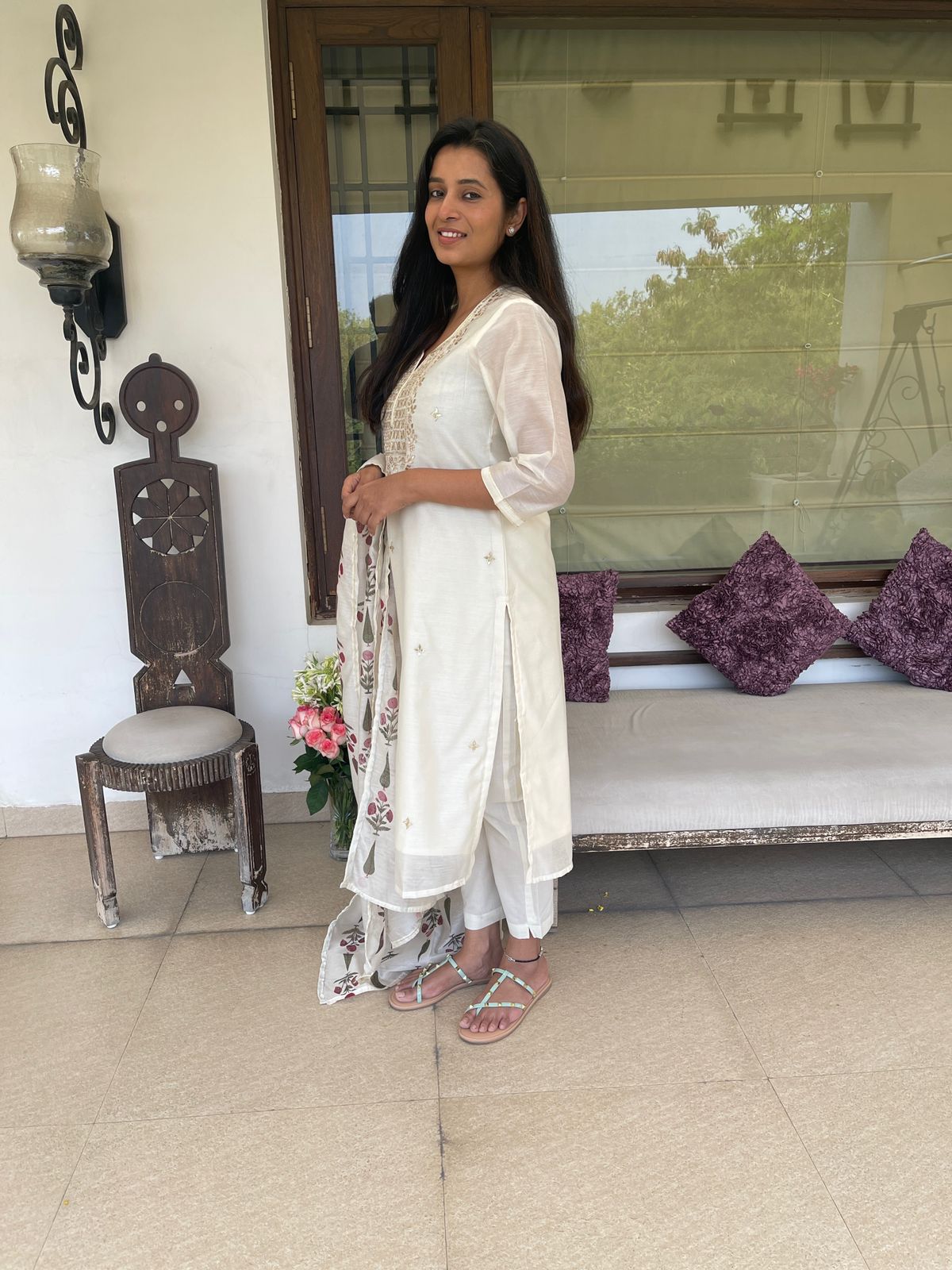 Rooh Chanderi suit with traditional dupatta