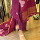 Nitya Maroon Jamdani Pan Patta Dupatta Suit Set | KanthaIndia