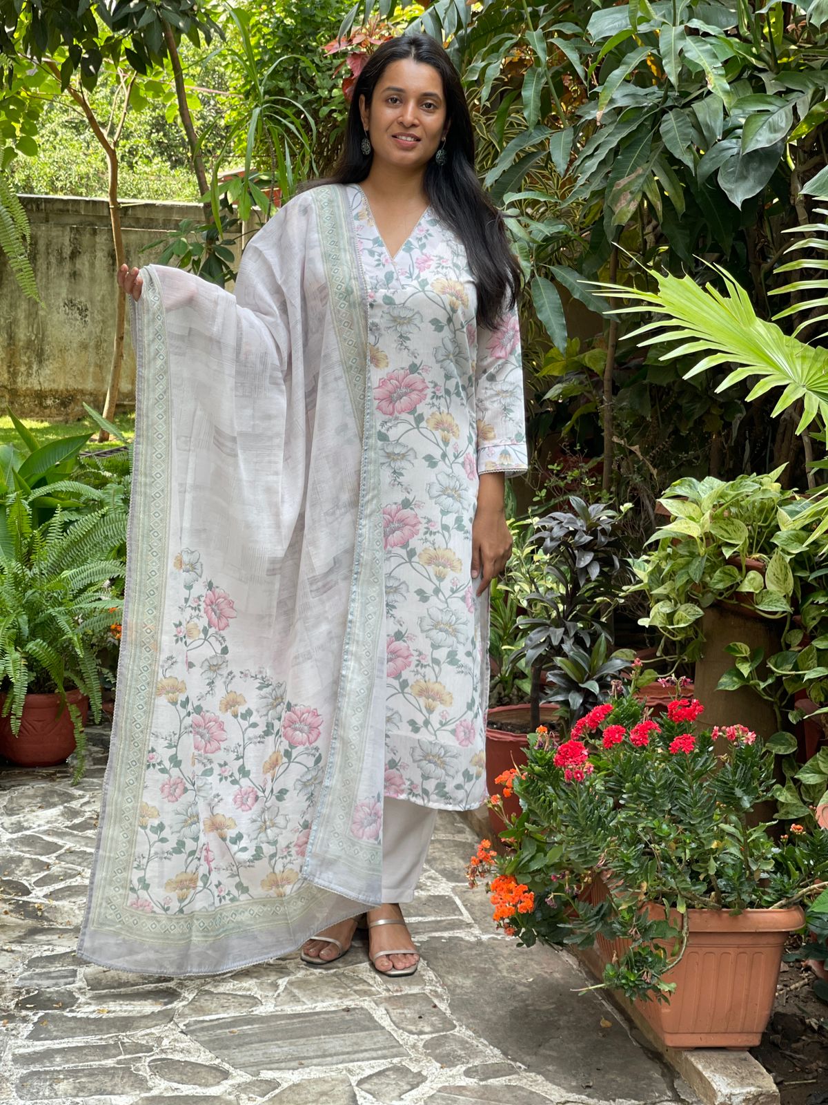 Floral summer Silk kurta set