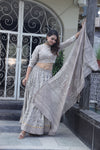 Grey handblock printed cotton lehenga