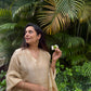 Ananta Beige Jamdani Linen Silk Dupatta Suit Set | KanthaIndia