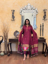 Antara Maroon Jamdani Paithani Dupatta Suit Set | KanthaIndia