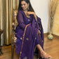 Aroha Purple Jamdani Pan Patta Dupatta Suit Set | KanthaIndia