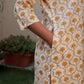 Cotton Handblock printed Yellow Floral Kurti