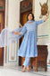 Sky blue Anarkali suit with kota dupatta