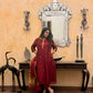 Shanti Red Jamdani Linen Dupatta Suit Set | KanthaIndia