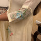 Vanilla White Appliqué Mul Chanderi Kurta Set
