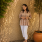 Beige Hand Block Printed Cotton Short Top