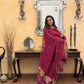 Antara Maroon Jamdani Paithani Dupatta Suit Set | KanthaIndia