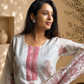 Gulbarg Chanderi Silk Kurti Pant Dupatta Set | Pink | Kantha India
