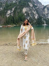 Darya Chanderi Silk Kurti Pant Dupatta Set | Yellow | Kantha India