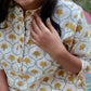 Cotton Handblock printed Yellow Floral Kurti