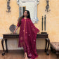 Nitya Maroon Jamdani Pan Patta Dupatta Suit Set | KanthaIndia