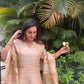 Ananta Beige Jamdani Linen Silk Dupatta Suit Set | KanthaIndia