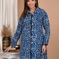 Blue Hand Block Printed Cotton Quilted Jacket