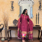 Antara Maroon Jamdani Paithani Dupatta Suit Set | KanthaIndia