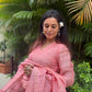Aarambh Pink Jamdani Linen Silk Dupatta Suit Set | KanthaIndia