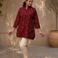 Maroon South Cotton Top with Pockets | Handcrafted Women's Kurta