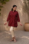 Maroon South Cotton Top with Pockets | Handcrafted Women's Kurta