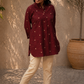 Maroon South Cotton Top with Pockets | Handcrafted Women's Kurta