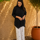 Handwoven Black White Cotton Co-ord Set | Kurta Pant | Kantha India