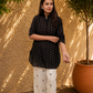 Handwoven Black White Cotton Co-ord Set | Kurta Pant | Kantha India