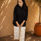 Handwoven Black White Cotton Co-ord Set | Kurta Pant | Kantha India
