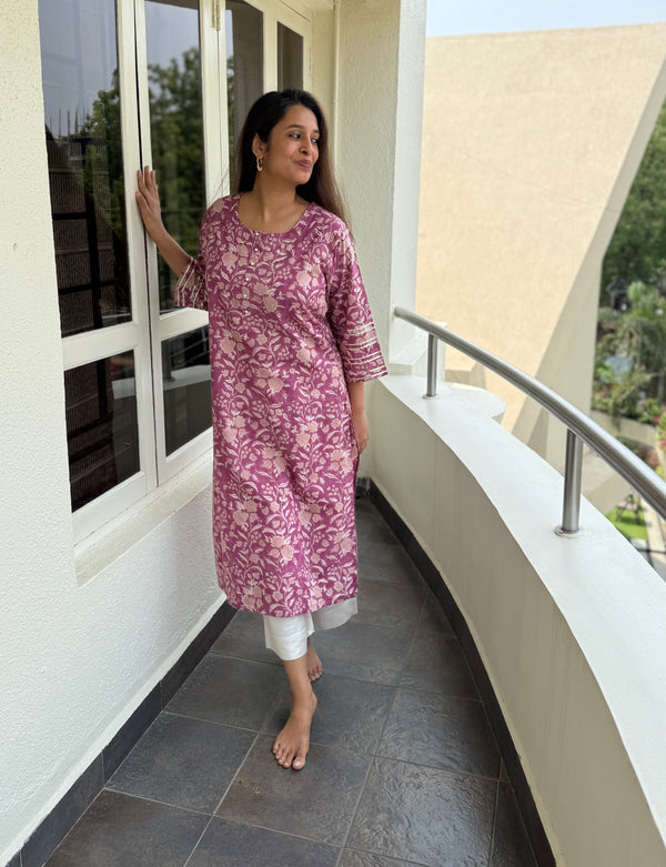 Nitya Hand Block Printed Cotton Kurta | Jaipur | Kantha India