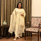 Vanilla White Appliqué Mul Chanderi Kurta Set