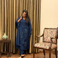 Prussian Blue Floral Appliqué Mul Chanderi Kurta Set