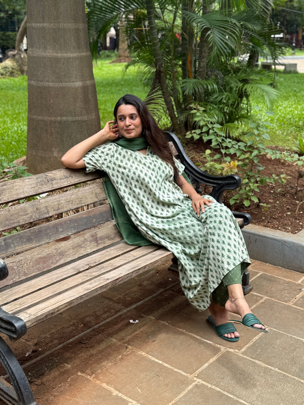 Dhyana Hand Block Print Cotton Kurta Dupatta Set