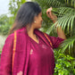 Nitya Maroon Jamdani Pan Patta Dupatta Suit Set | KanthaIndia