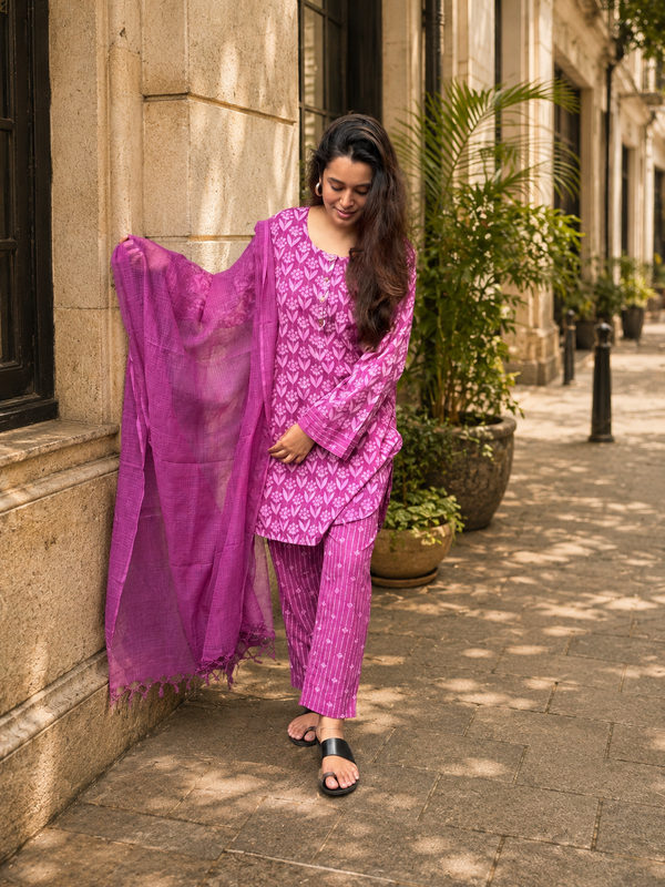 Samadhi Hand Block Print Cotton Kurta Dupatta Set