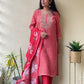 pink Leheriya Muslin Kurta Set