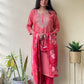 pink Leheriya Muslin Kurta Set