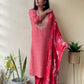 pink Leheriya Muslin Kurta Set