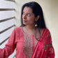 pink Leheriya Muslin Kurta Set