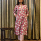 Gulnar Hand Block Printed Cotton Kurti Pant Set | Fuchsia Floral | Kantha India