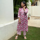 Gulnar Hand Block Printed Cotton Kurti Pant Set | Fuchsia Floral | Kantha India
