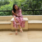Gulnar Hand Block Printed Cotton Kurti Pant Set | Fuchsia Floral | Kantha India